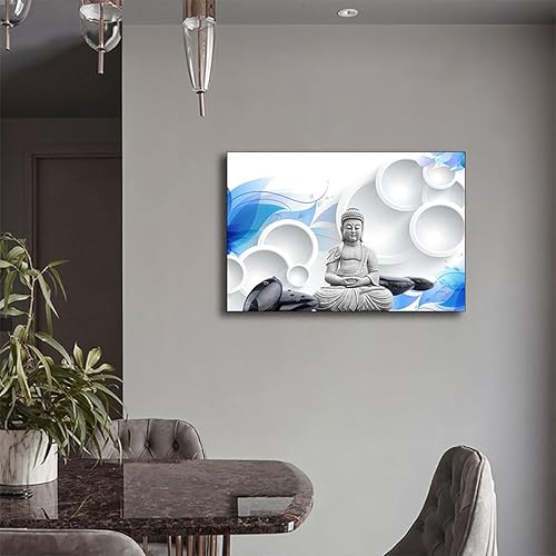 Miniatura 4 de Arte de pared de Buda para dormitorio, pinturas de religión zen, impresiones sobre lienzo de estatua de buda, flores relajantes, imágenes pacíficas,