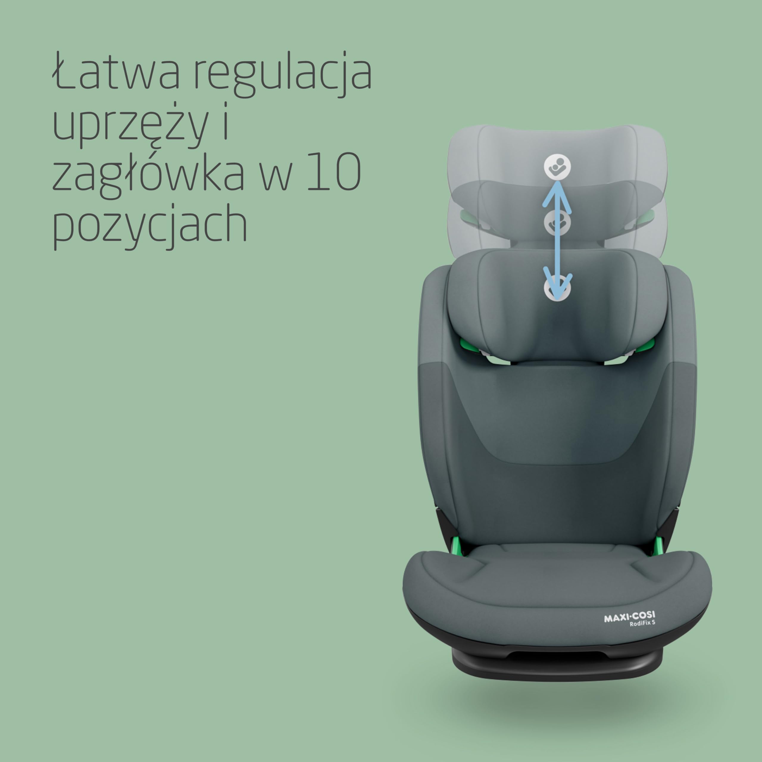 Maxi-Cosi RodiFix S i-Size, Fotelik samochodowy, 100–150 cm, 3,5–12 lat, 3 pozycje odchylenia, Regulacja wysokości/szerokości, Ochrona boczna G-CELL, Poduszki bezpieczeństwa AirProtect, Tonal Graphite