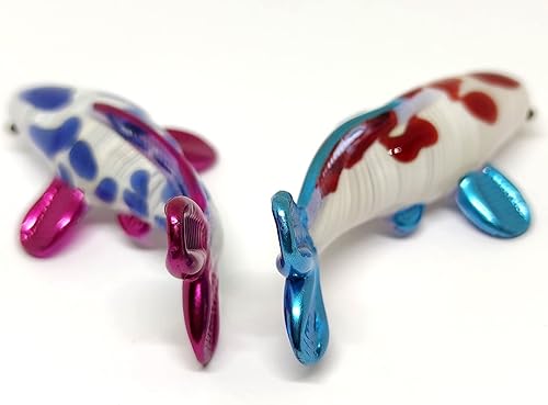 Miniatura 4 de 2 figuras en miniatura de peces koi de carpa japonesa, animales soplados a mano, arte coleccionable, regalo para decorar (rosa azul)
