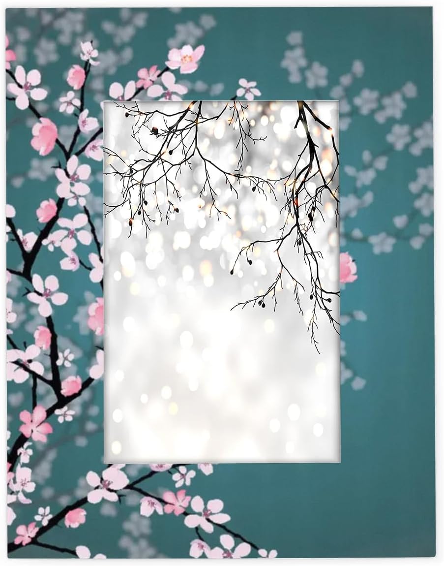 Japanese Flower Pattern Picture Frame 8x10, Cherry Blossoms 8x10 Photo Frames with Stand Display Pictures for Wall and Tabletop Frames Collage for Home Gallery Office Decor