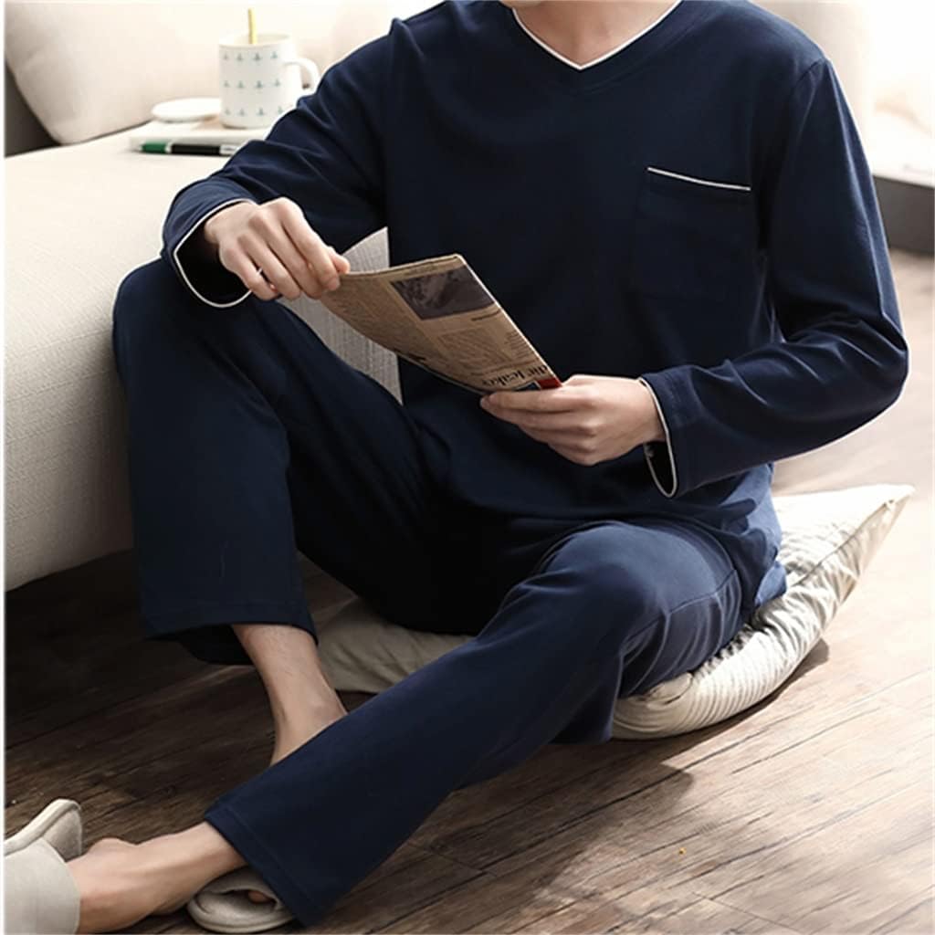 Pajamas spring and autumn long-sleeved cotton thin section men's casual large size and winter youth homewear