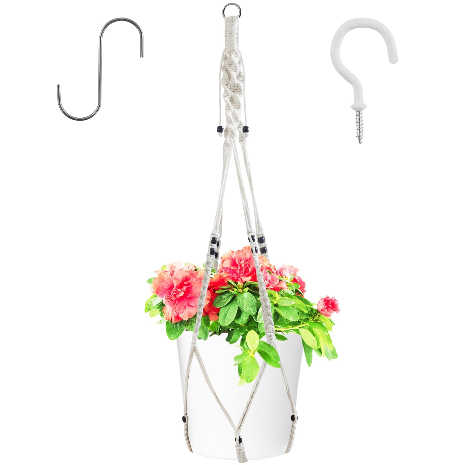 AMANDELIZABE Colgante colgante de cuerda de algodón bohemio, para macetas y plantas, interior y exterior, techos, balcones y terrazas, 85 cm de largo