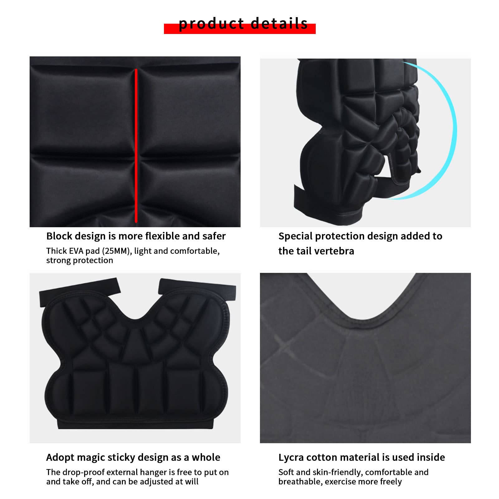 Pantalones Cortos con Almohadillas de protección para la Cadera, Pantalones Cortos Acolchados con protección , Pantalones Cortos Acolchados Suaves y Transpirables, Pantalones Cortos con protección