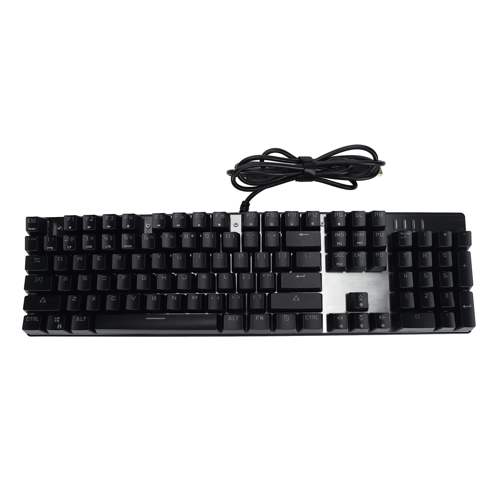 Denash Mechaniczne Przewodowe Podświetlanie RGB Keyboard Mysz Myszka do Akcesoriów Komputerowych z Niebieskimi Przełącznikami i 12 Klawiszy Multimedialnych, Odpowiednie dla Graczy i Entuzjastów,