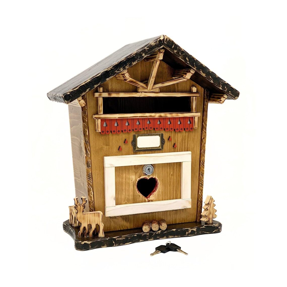 Cassetta Della Posta In Legno Personalizzata, Buca Della Posta Da Esterno, Montaggio A Parete Resistente Agli Agenti Atmosferici, Eleganza Arredo Montagna Con Chiusura Basculante Resistente