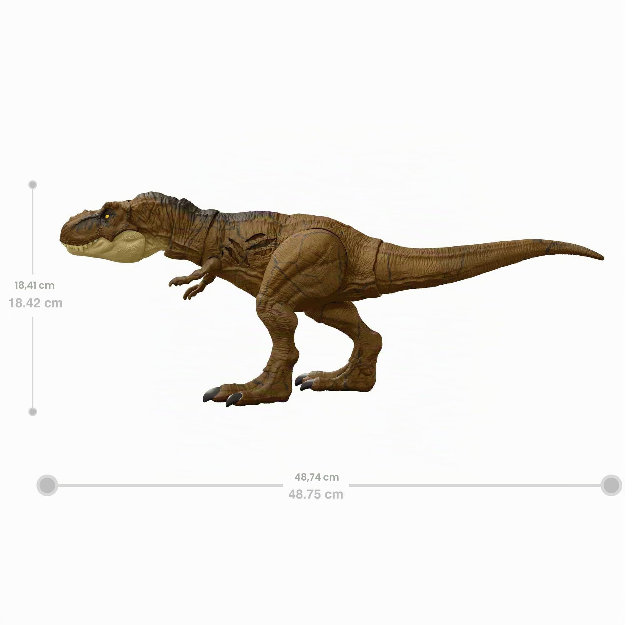 Jurassic World T-Rex Daño Extremo Dinosaurio de juguete, figura para niños y niñas (Mattel HGC19)