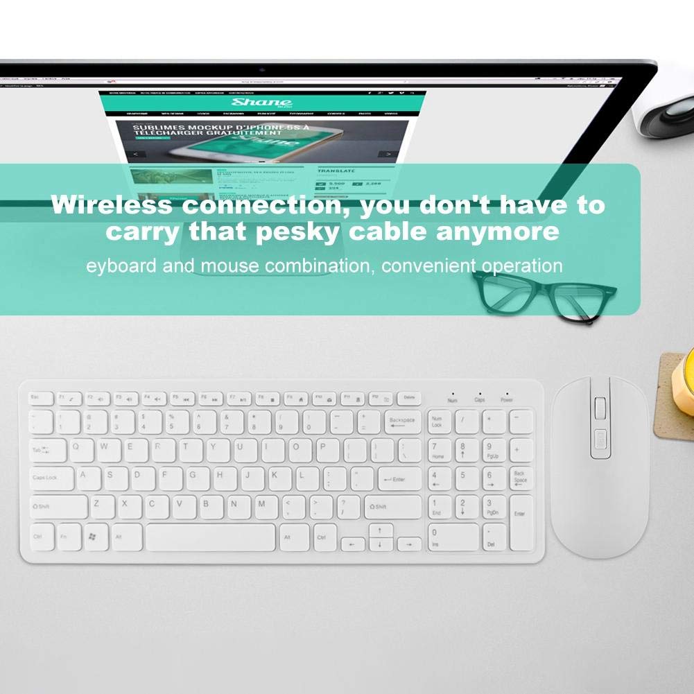 Keyboard Mouse Combo,108 Keys Multi-Functional Full Size Quite Keyboard with Numeric High Sensitivity No delay for Office Home Laptop Computer(White)