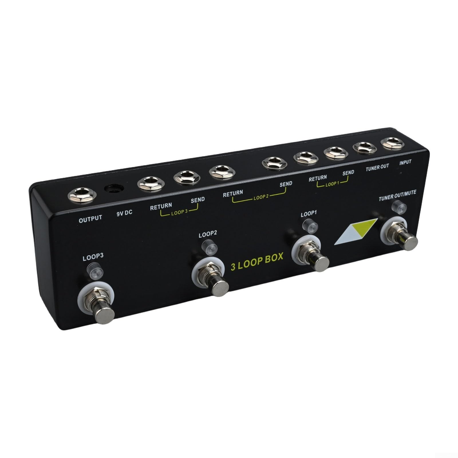 Pedale Looper per chitarra, registratore a 3 tracce con sintonizzatore muto, effetto loop overdub illimitato per performance dal vivo, scatola digitale compatta ad anello nera, 230 x 70 mm