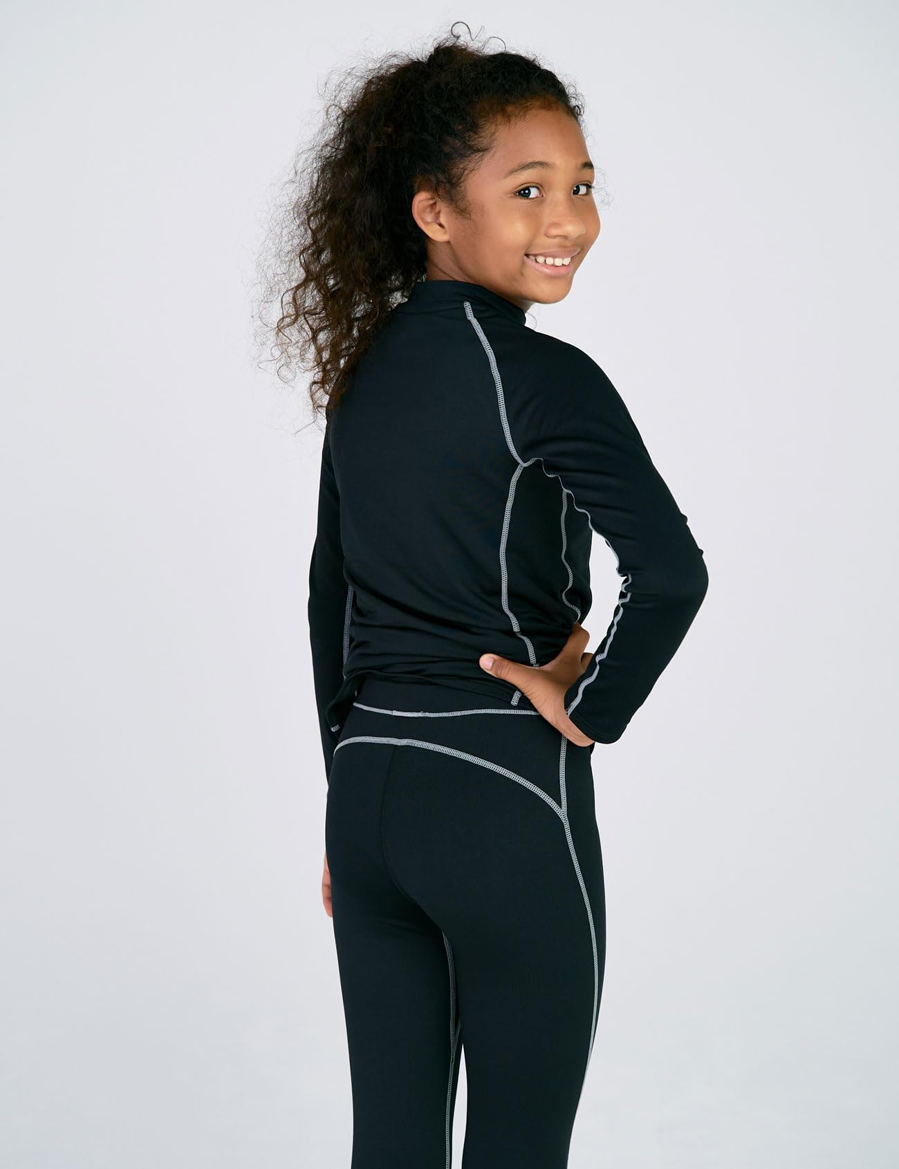 LAPASA Set Termico Sportivo Bambina Traspirante Strato Base Peso Leggero Maglia e Pantaloni Calzamaglia G18