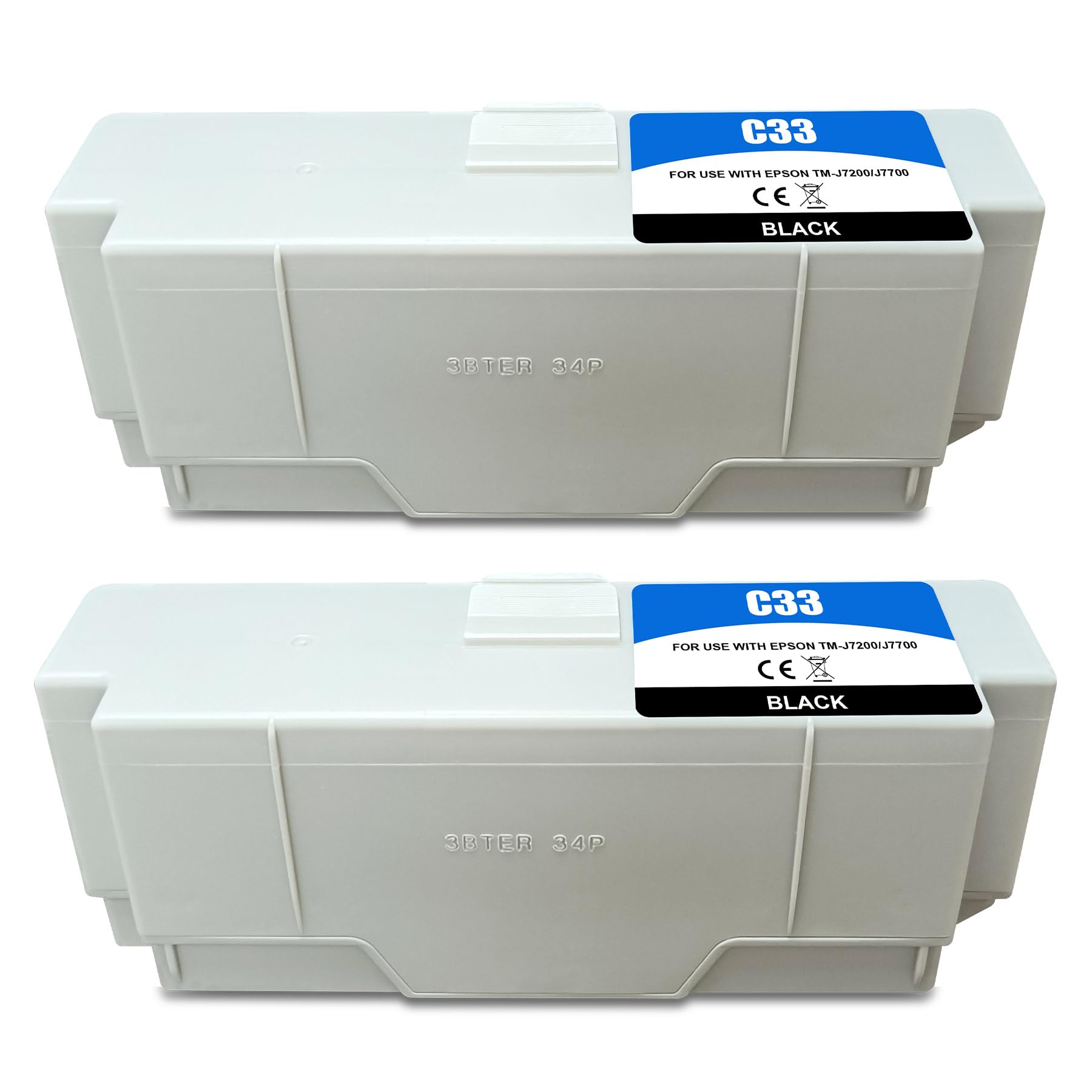 Compatible Encre SJIC33P (K) N SJIC33P C33S020655 Cartouches d'encre pour TM-J7200 TM-J7700 imprimantes (2 Noires)