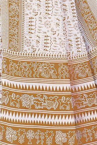 Image of TAMAIRA FASHION Mulmul Pure Cotton Saree For Woman Warli Printed|Office Wear Daily Wear Sarees For Women Without Blouse Piece(Available in 19 Colours)