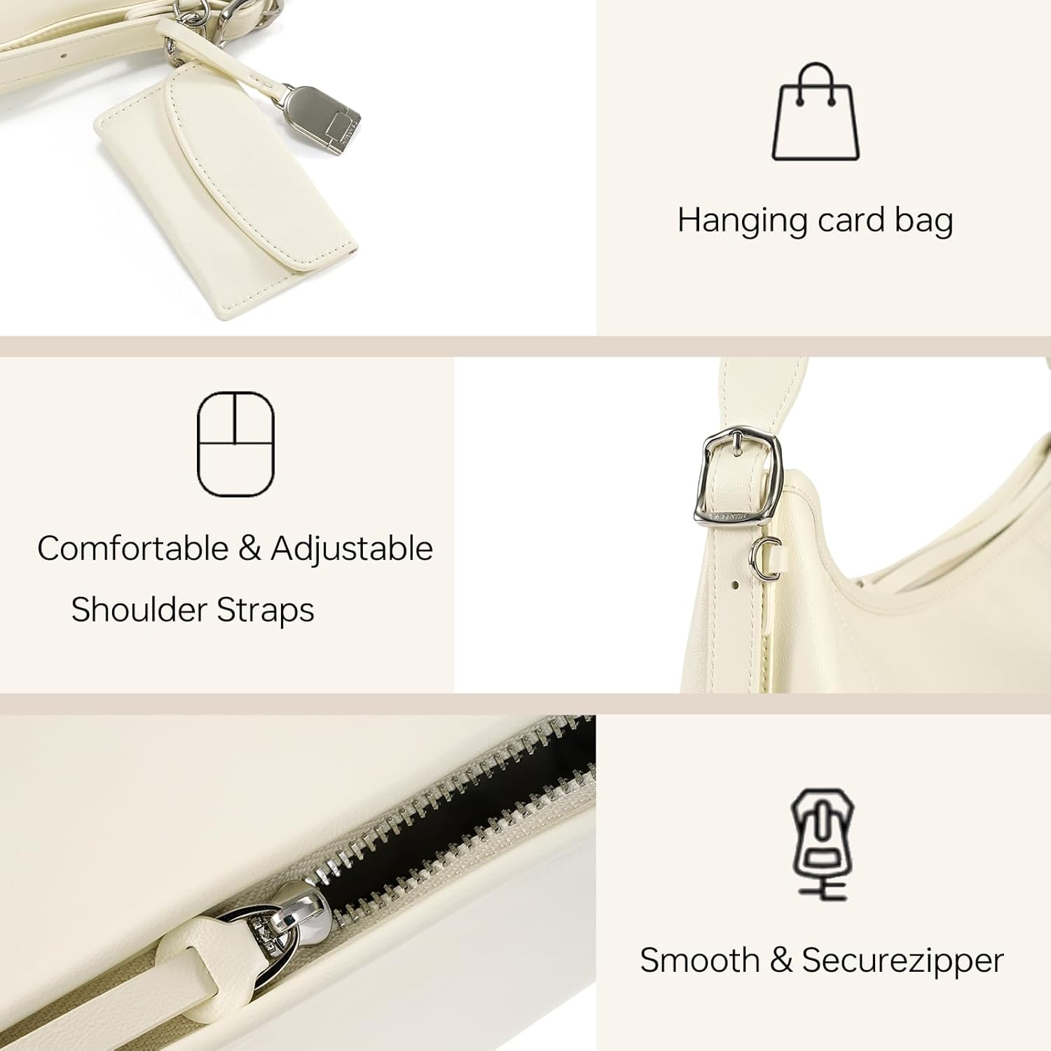 LA'FESTIN Leather Shoulder Purse For Women: Black Crossbody Bags Small Handbags - Trendy Medium Hobo Bag - Image 5