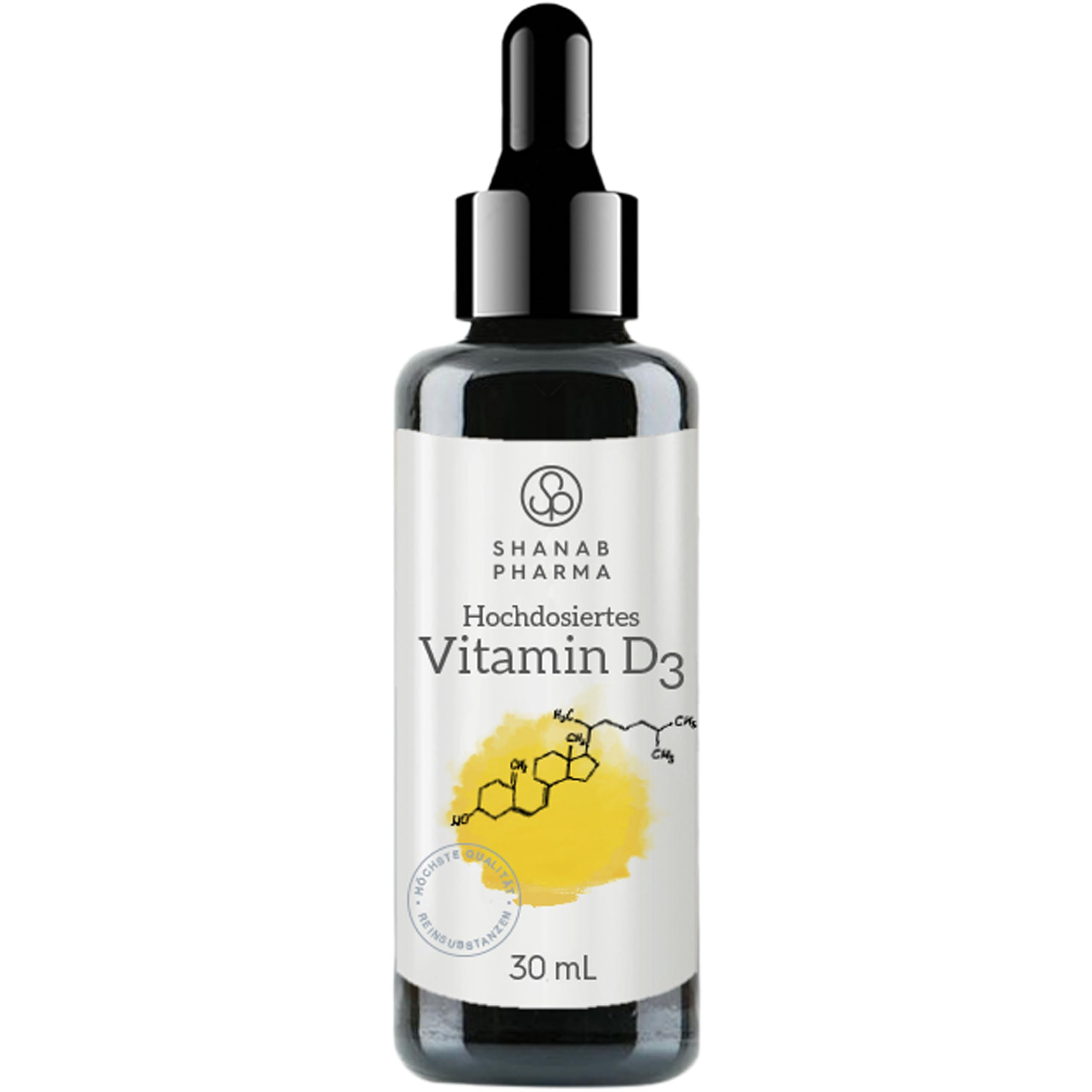 Vitamin D3 Tropfen - Hochdosiertes D3 mit 3300 IE pro D3 Tropfen mit mittelkettigen Triglyceriden für normale Knochen & Immunsystem - 30 ml Vitamin D3 Öl Nahrungsergänzungsmittel von Shanab Pharma