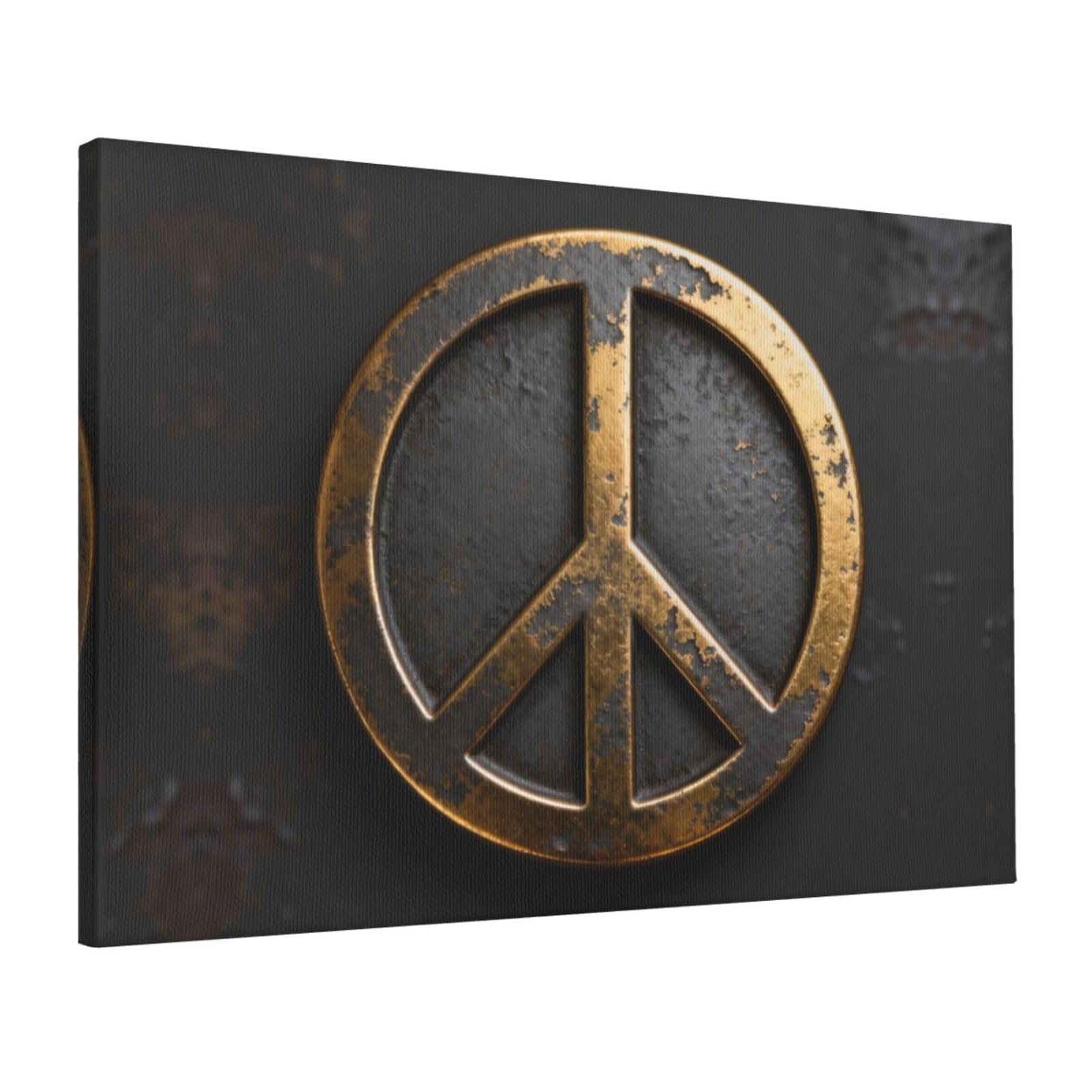 CNTDBU Peace Symbol Badge Canvas Wall Art 16x24 Inch-Large Modern Painting Print for Living Room, Framed Ready to Hang Artwork for Bedroom