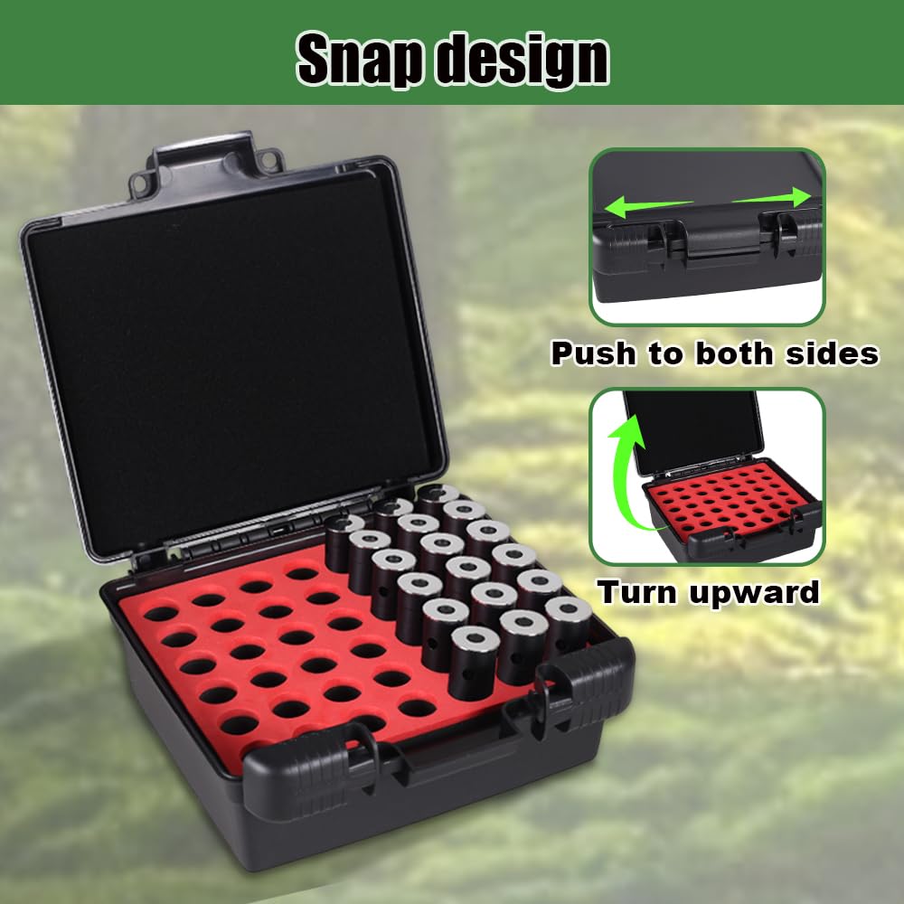 Caja de munición para Rifles, Estuche para 42 Cartuchos con Espuma amortiguadora, portamuniciones portátil para Rifles de Caza y Tiro