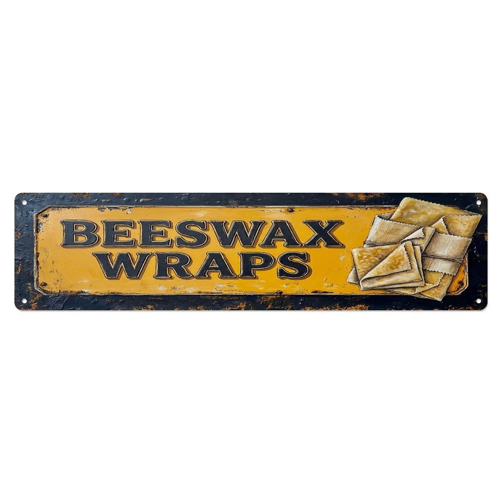 Vintage Beeswax Wraps Reusable Farmhouse Metal Tin Sign