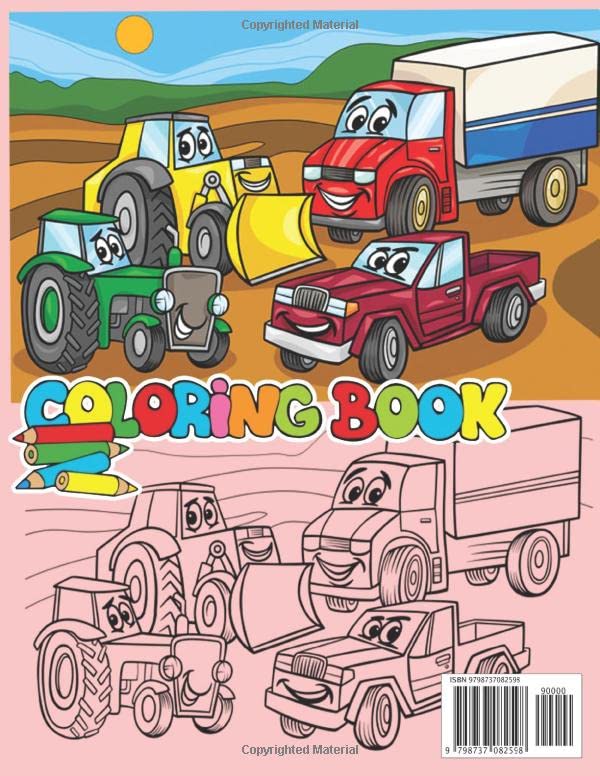 Big Jumbo Vehicle Coloring Book 50 Premium Pages: Easy and Simple Coloring Book For Toddler | Jumbo Coloring Book Of Cars, Trains, Tractors, Trucks, ... Rockets And More | Gifts for Kids Ages 1-13+ image 3