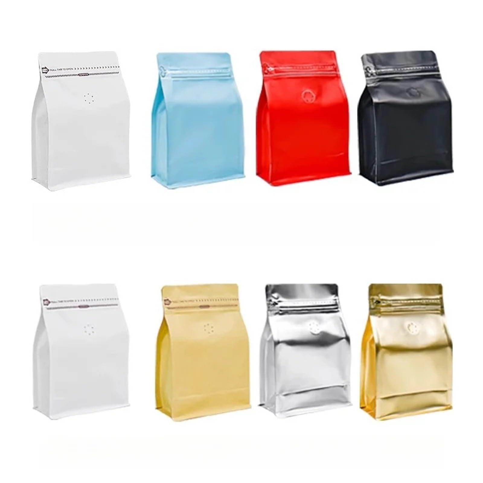 Coffee Bags With Valve 50pcs 250g Coffee Beans Packaging Bag With Valve Aluminum Foil Heat Sealing For Powder Tea Nuts Storage Reusable Pouch(Frosted clear(valve))