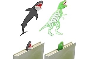 2 Pieces Kids Book Mark, Dinosaur and Shark Style