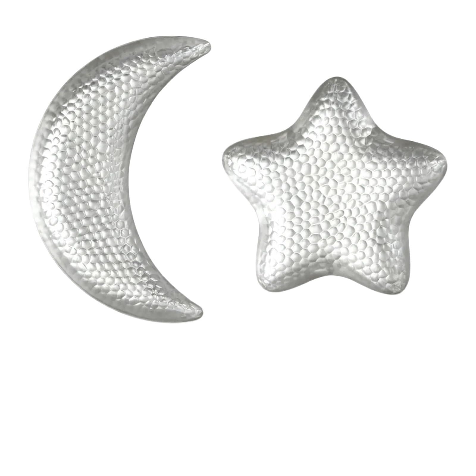 Hammered Tray 2Pcs Hammered Star Moon Fruit Tray Silver Iron Dessert Serving Plates Retro Decorative Platter for CoffeeJewellery