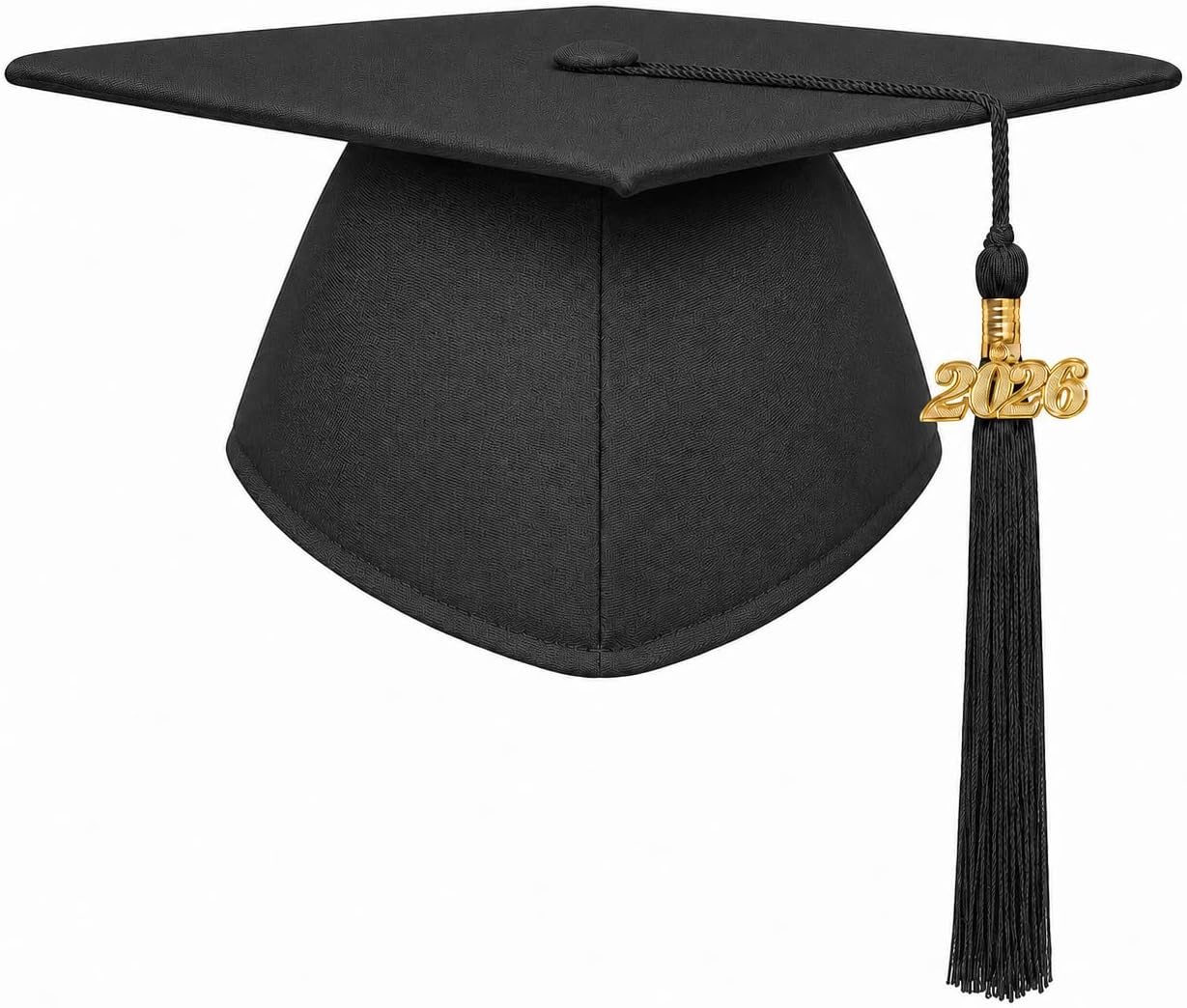 Unisex Adult Matte Graduation Cap with 2026 Tassel Year Charm for High School & Bachelor Master