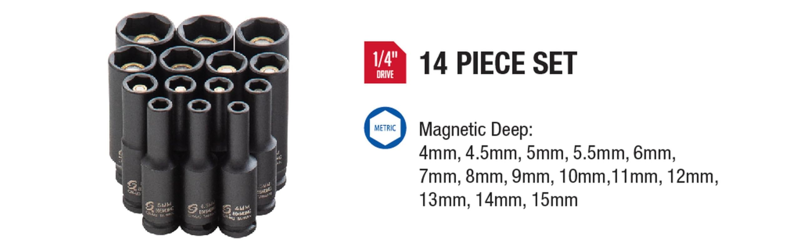 Sunex 1831 14 – Set 1/10,2 cm Drive Deep Metric magnetico con attacco da/"