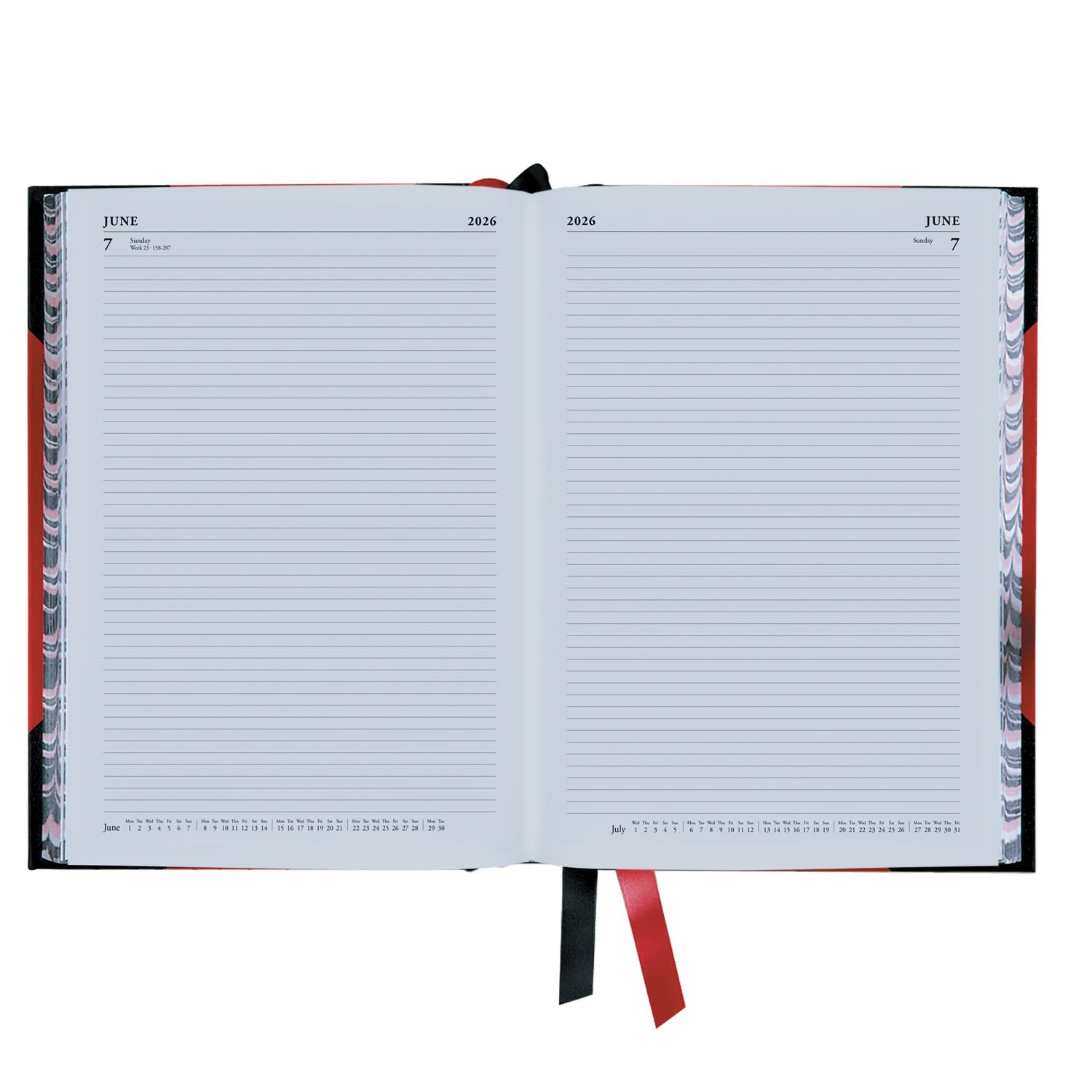 Collins - Scrivania - Calendario 2026 12 mesi Agenda annuale, due pagine per un giorno, copertina rigida A4 - rosso (42.15-26)