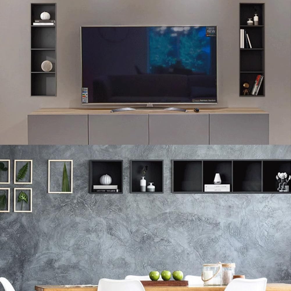 Prysznic ze stali nierdzewnej, jednoczęściowa półka wpuszczana na szampon i przybory toaletowe, instalacja DIY, czarna, 28 x 70 x 12,5 cm, trwałe rozwiązanie do przechowywania pod prysznic