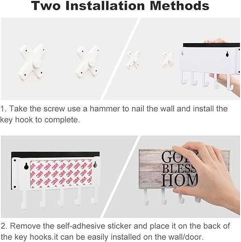 Miniatura 3 de God Bless This Home - Soporte para llaves de pared, con cita literaria, autoadhesivo, para colgar llaves, retro, decorativo, para la entrada del