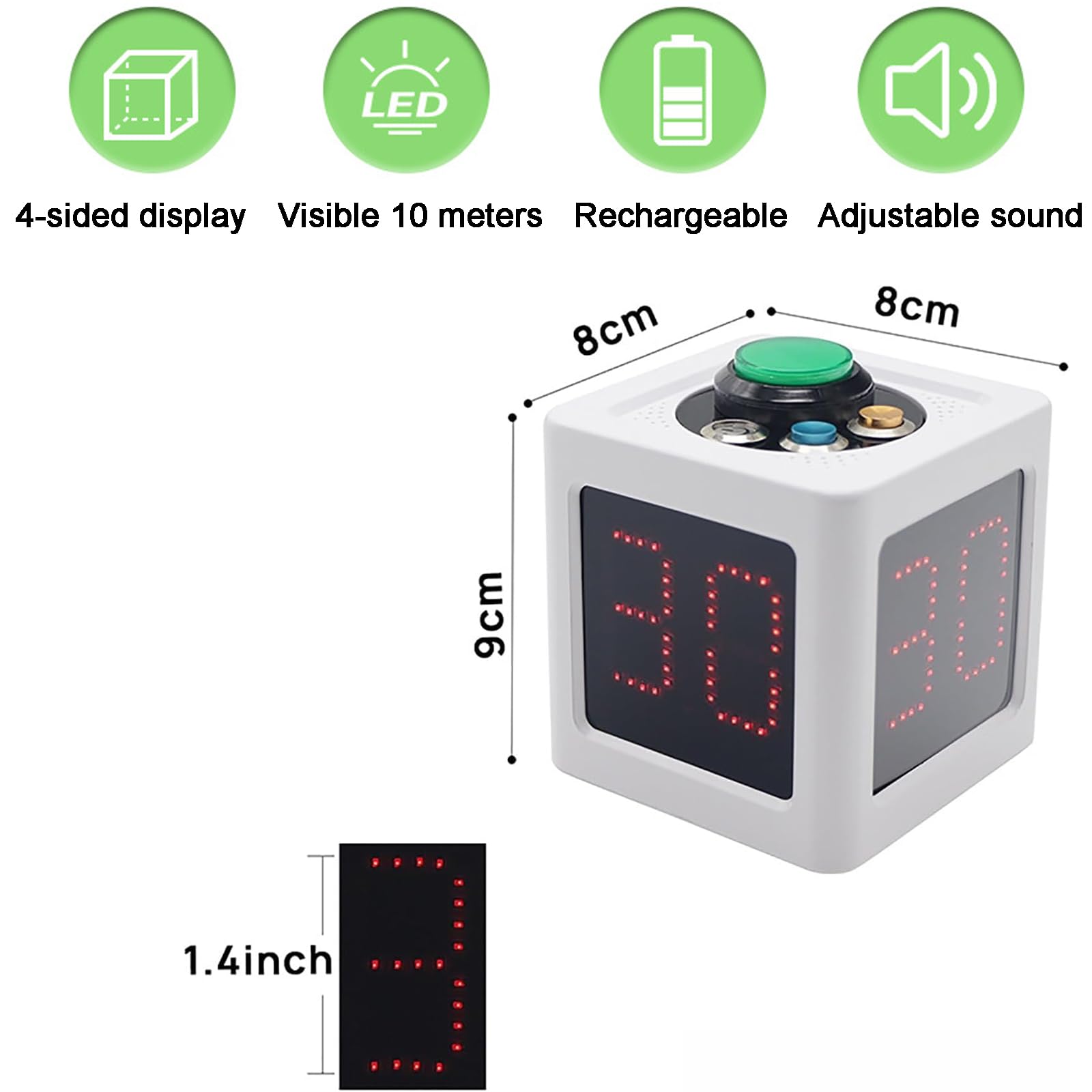 Horloge De Course De Chronomètre À LED De 1,4 Pouce, Minuterie De Course Électronique, Minuterie De Compétition, Luminosité À 5 Niveaux Réglable, Plage Visuelle: Environ 10 M