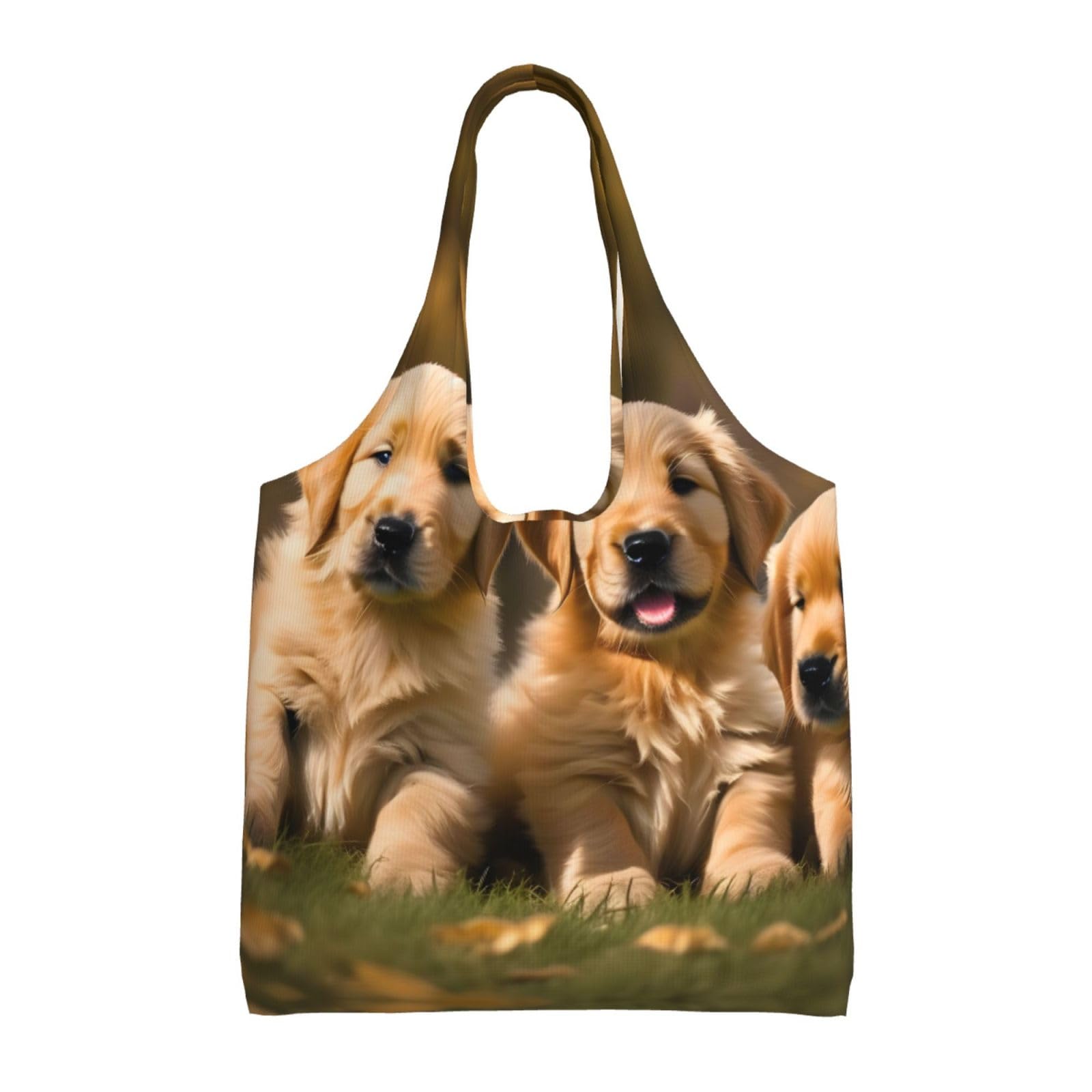 Sac fourre-tout de courses en toile noire imprimé chiots - 8