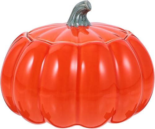 Luxshiny Recipiente con forma de calabaza, tarro de almacenamiento de té, tarro de cerámica para dulces con tapa, tarro de calabaza, contenedor de