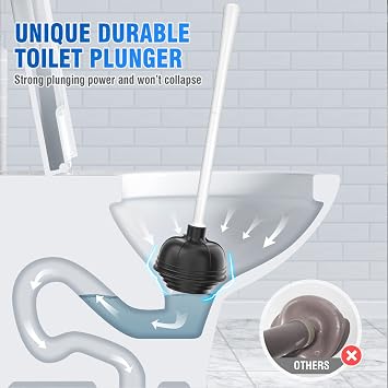 2 Pack Toilet Brush and Holder, 1 Pack Toilet Plunger with Holder for Bathroom with Holder(Total 3 Pack)