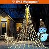 FUNIAO (New Christmas Decoration Lights, 320 LED Waterfall Christmas Tree Lights with 12" Star Topper, 8 Modes Indoor Outdoor String Lights for Yard, Party, Home, Holiday (Warm White)