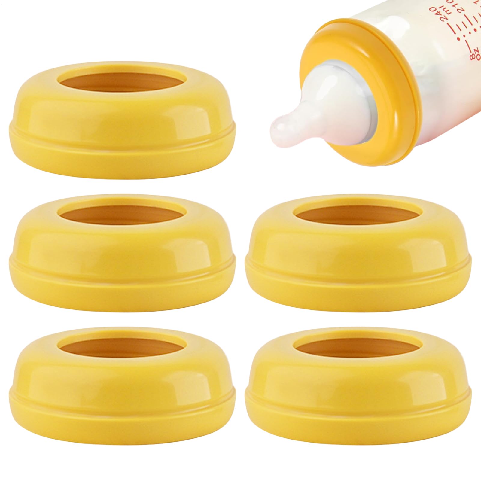 Anelli di collare di ricambio - Collari a vite del biberon da 5 confezioni, dispositivi di fissaggio del capezzolo a prova di perdite | per bottiglie di vetro protetti, set di anelli di
