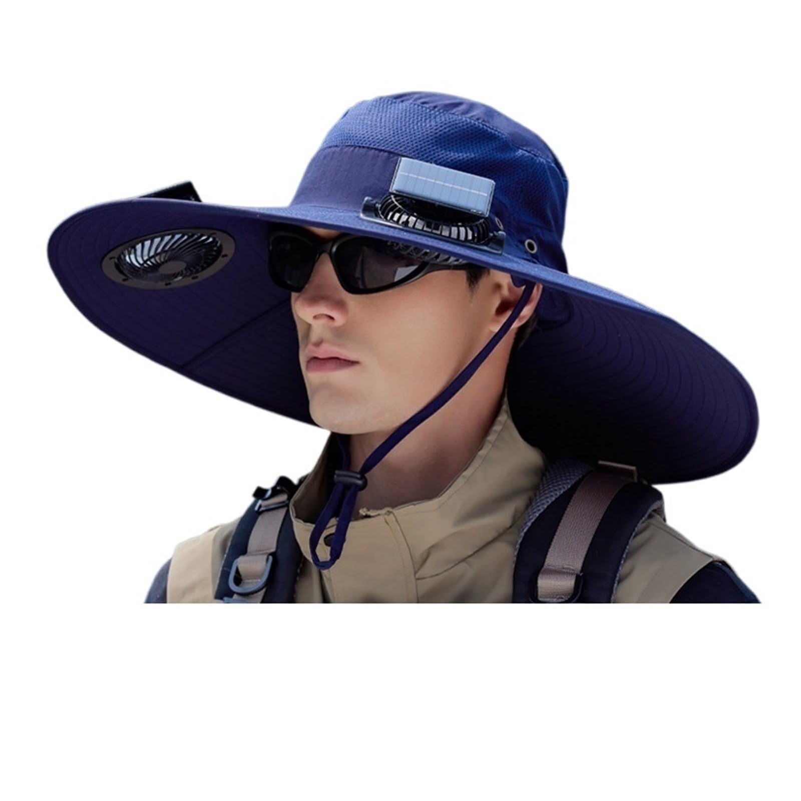 ERHTGUO Summer Solar Powered Dual Fan Hat For Outdoor Hiking, Fishing,sunshade, Large Eave Quick Drying Waterproof Fisherman(Color 2)