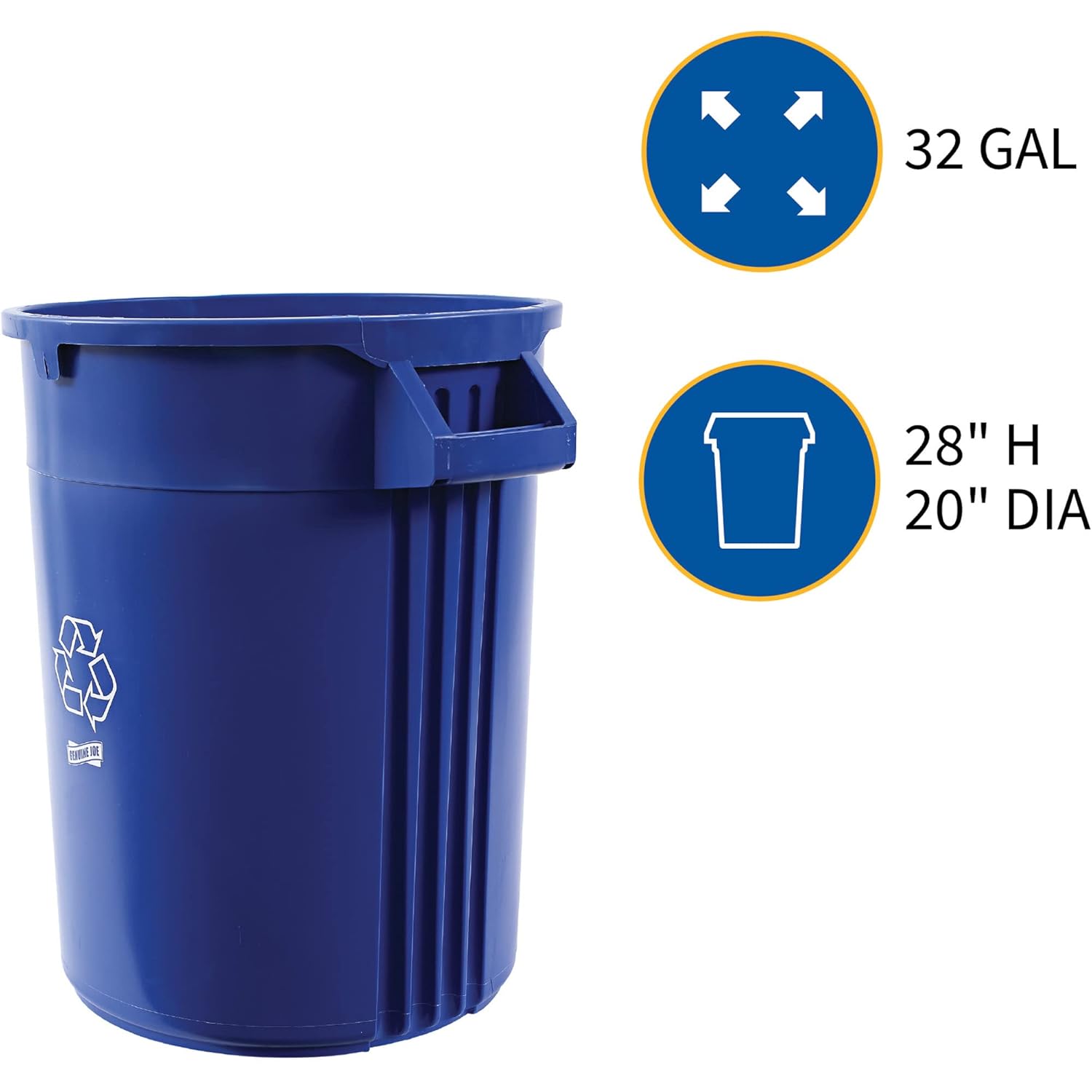 Genuine Joe Heavy-Duty Trash Container, 32 Gal