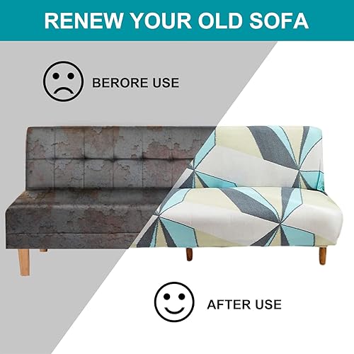 Miniatura 5 de FUANGUI Funda de sofá sin brazos funda de futón impresa funda elástica para sofá cama funda de sofá plegable completa sin brazos protector de