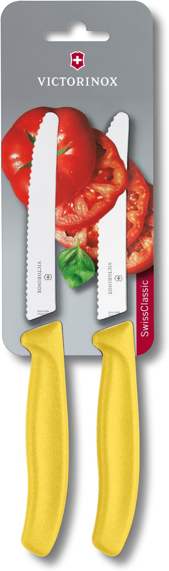 Victorinox 11 cm Serrated Edge Tomato/Utility Knife Blister Pack, Pack of 2, Yellow