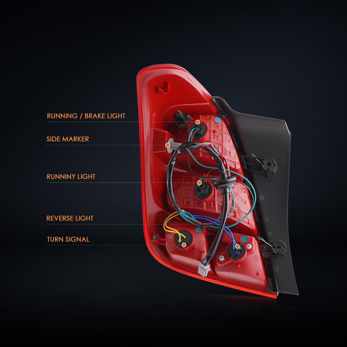 PM PERFORMOTOR [Right/Passenger Side] Tail Light Rear Brake Lamps Assembly Compatible with 13-20 Chevy Trax,Chrome Housing Red Lens