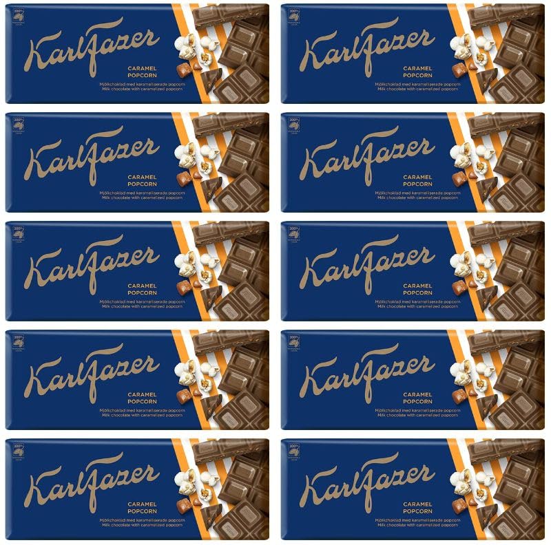 Fazer Karl Fazer Caramelo Palomitas de maíz Chocolate 10 Bars von 200 g 71 Unzen