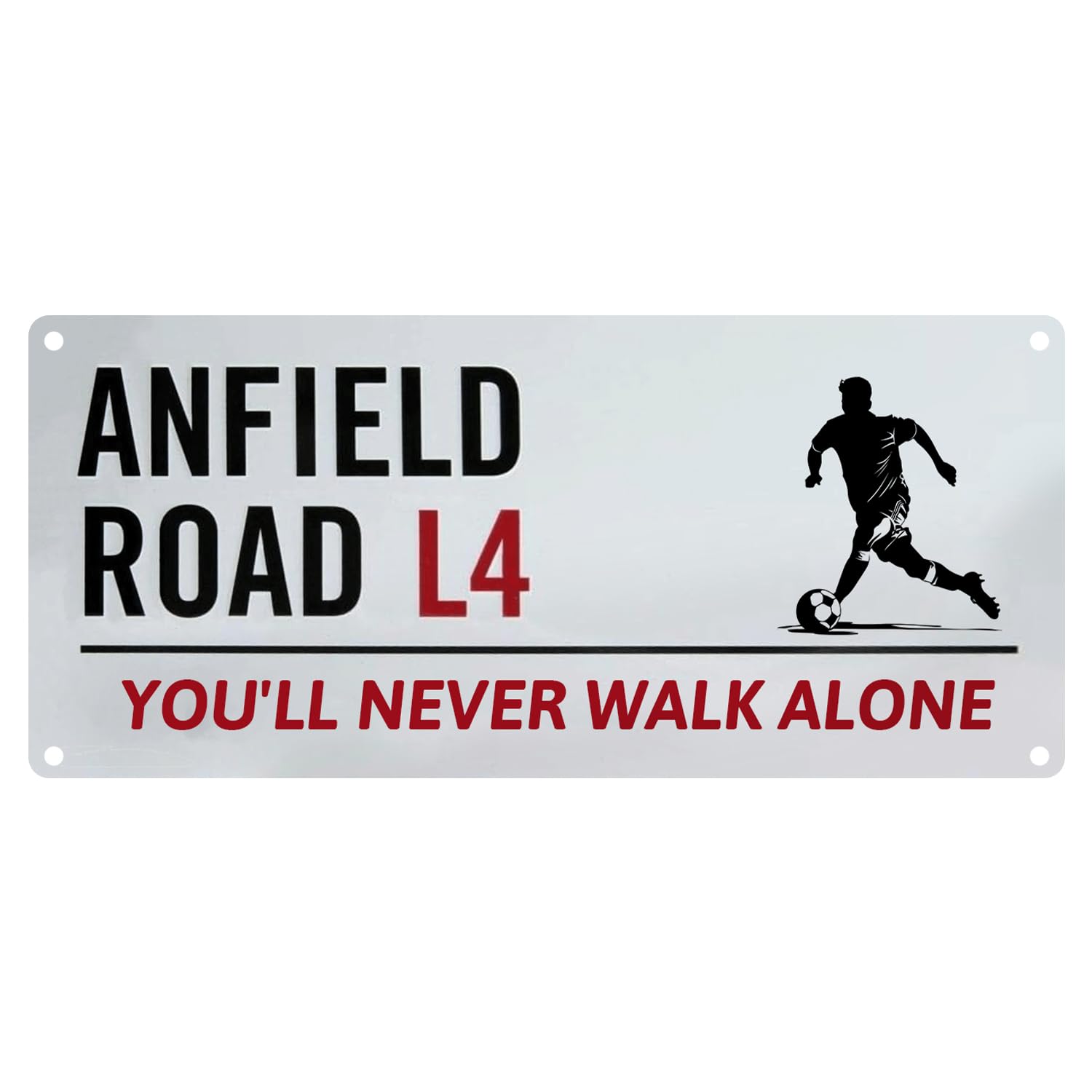 Football Club Sign for Liverpool, Football Metal Sign Liverpool Gifts for Men Boy, Tin Sign Metal Poster Wall Decor Sign Liverpool Football Club Chant - Anfield Road L4 You'll Never Walk Alone — image 1