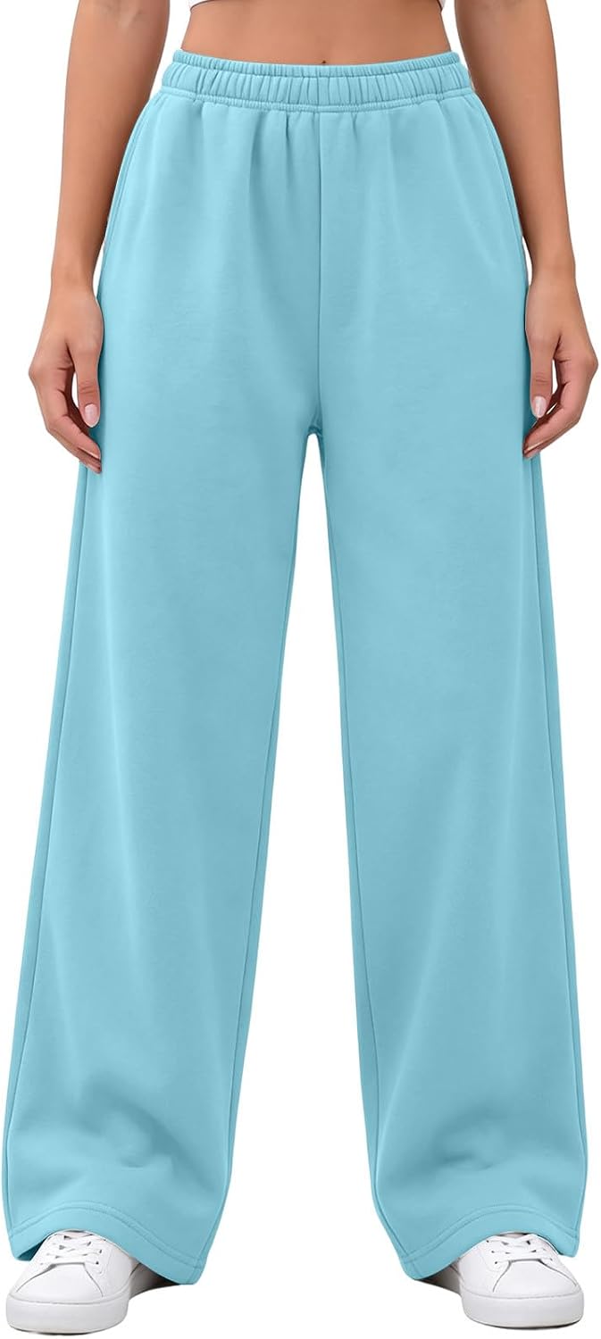 Womens Loose Wide Leg Sweatpants Interior Drawstring Sweat Pants | Elastic Waisted Baggy Lounge Trousers with Pockets Casual Track Pant Y2k Clothes