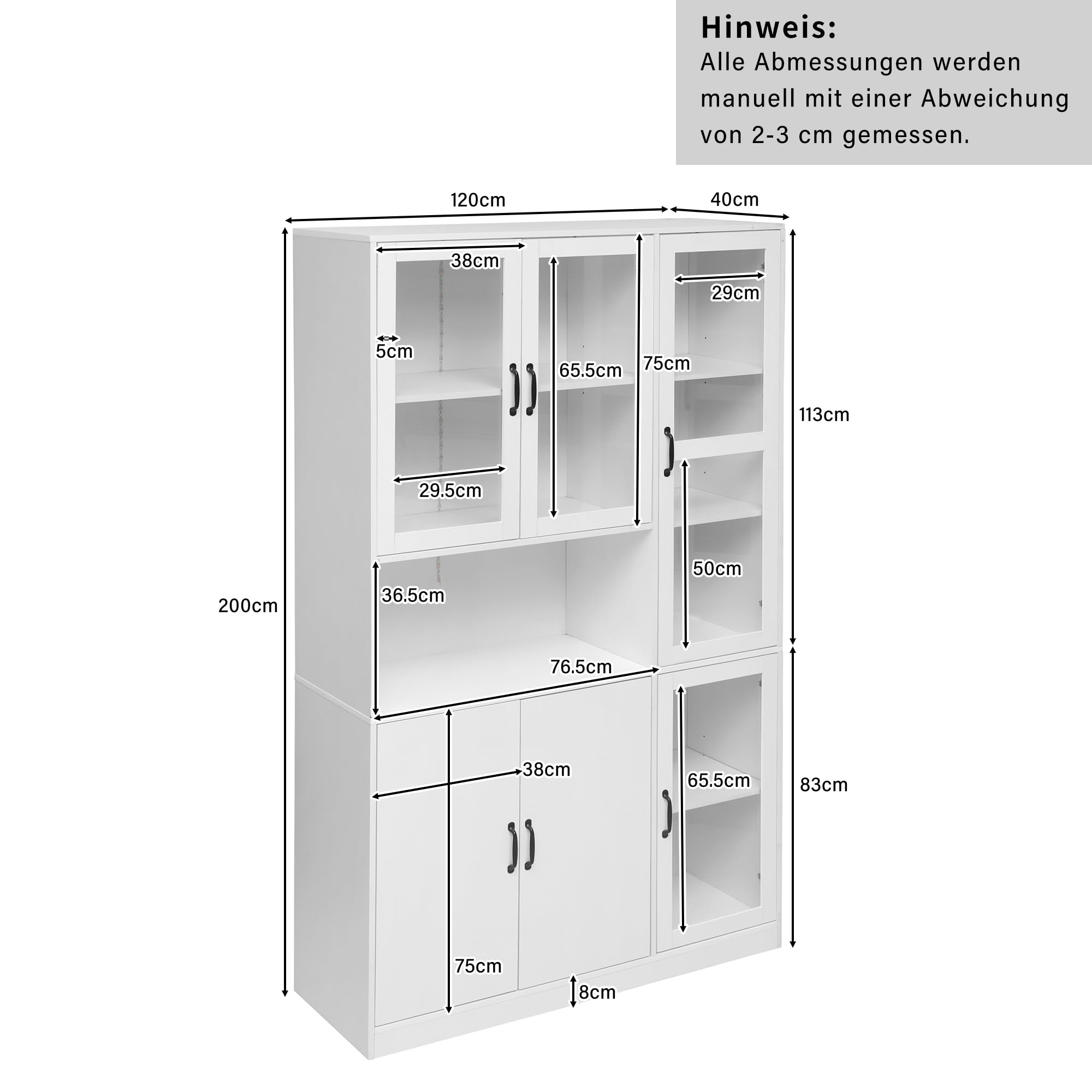 Vitrina con puertas, luz LED, estanterías grandes, armario de cocina, sala de estar, dormitorio