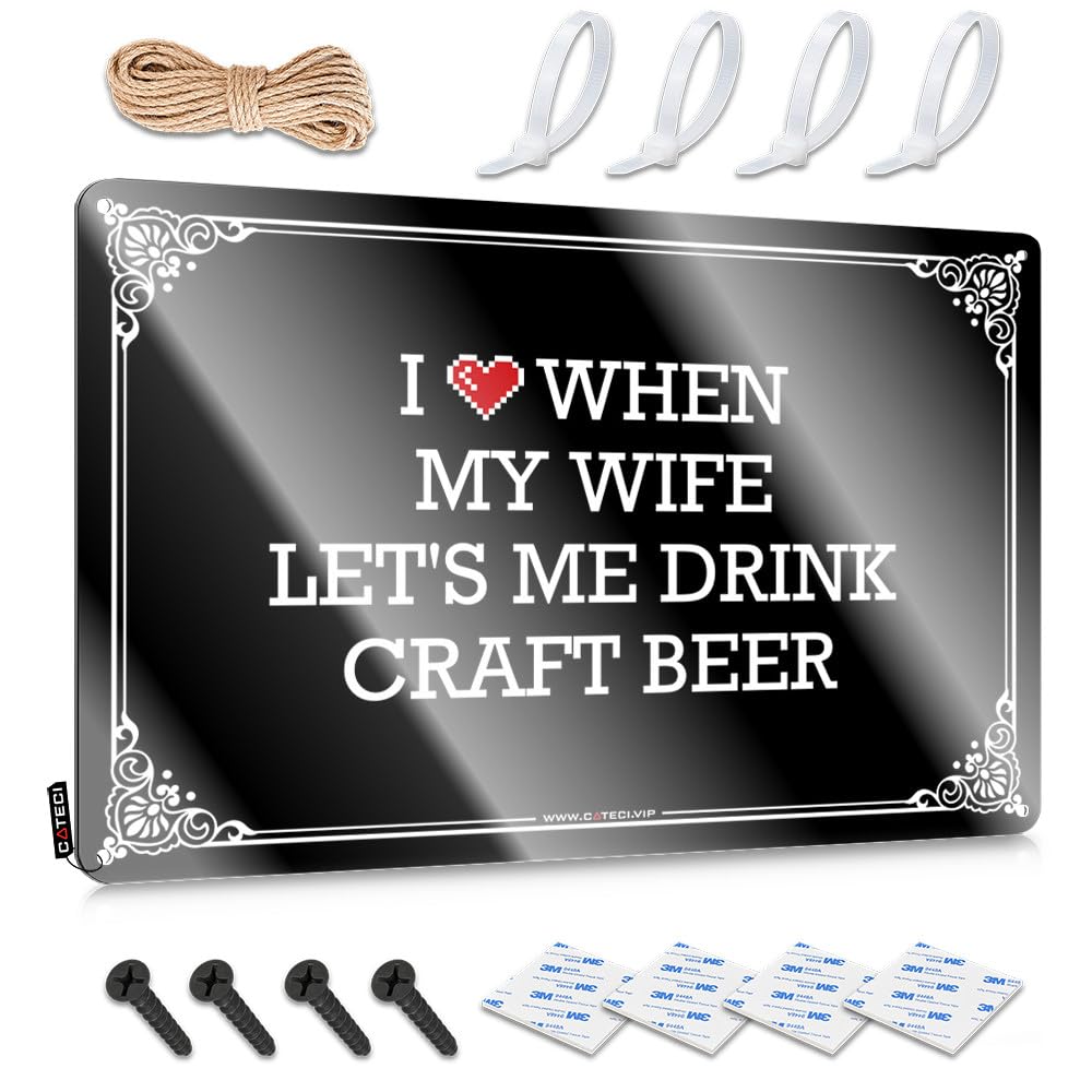 I Love When My Wife Let's Me Drink Craft Beer Stitch Lake Hanging | Preppy Vintage Wall Art Accessories Vintage Metal Wall Decor(30X40CM)