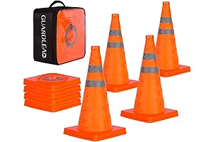 GUARDLEAD Premium 4-Pack 18" Traffic Cones with Reflective Collars