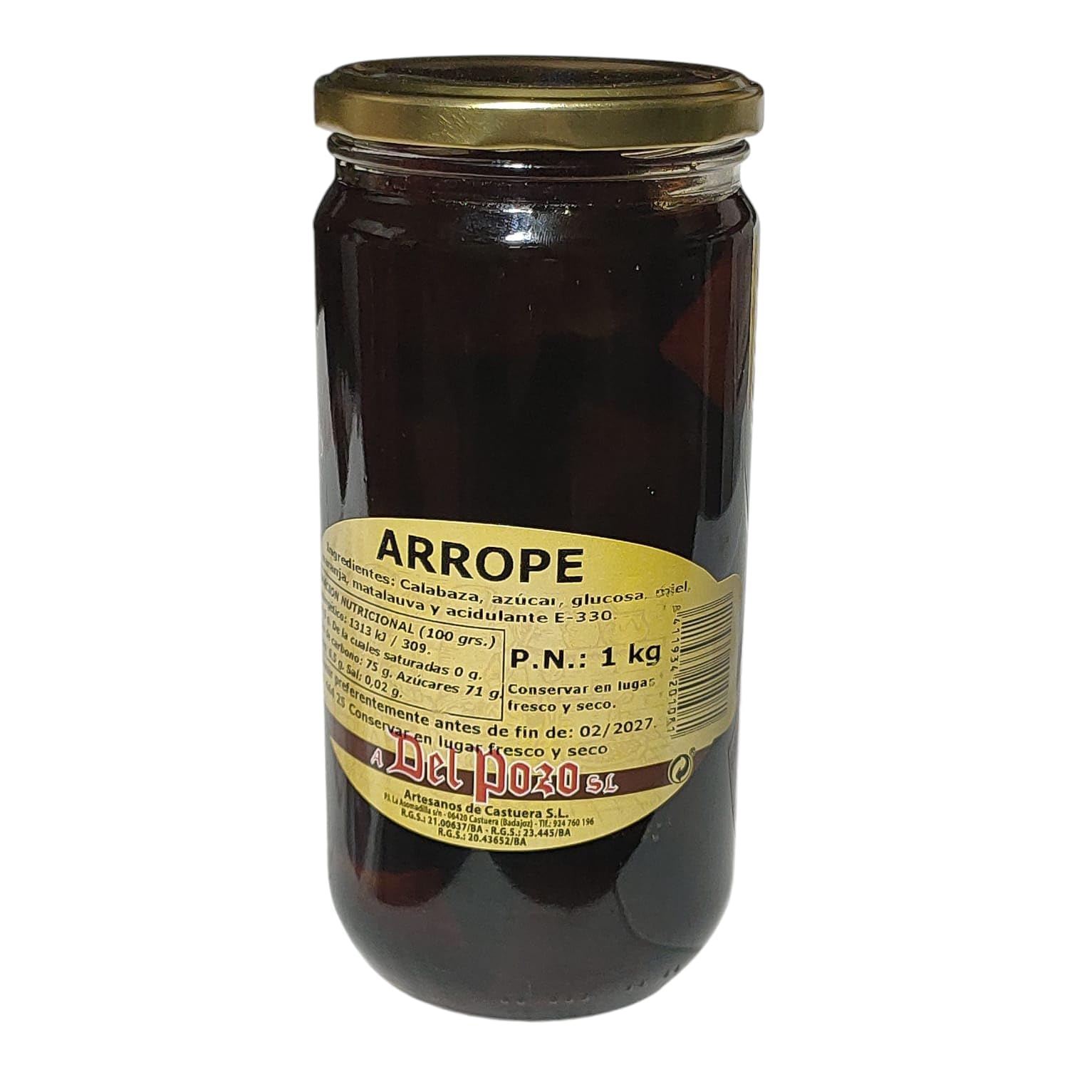 Arrope de Calabaza Artesano Sin Lactosa Corazón Extremeño 1KG melaza de Extremadura