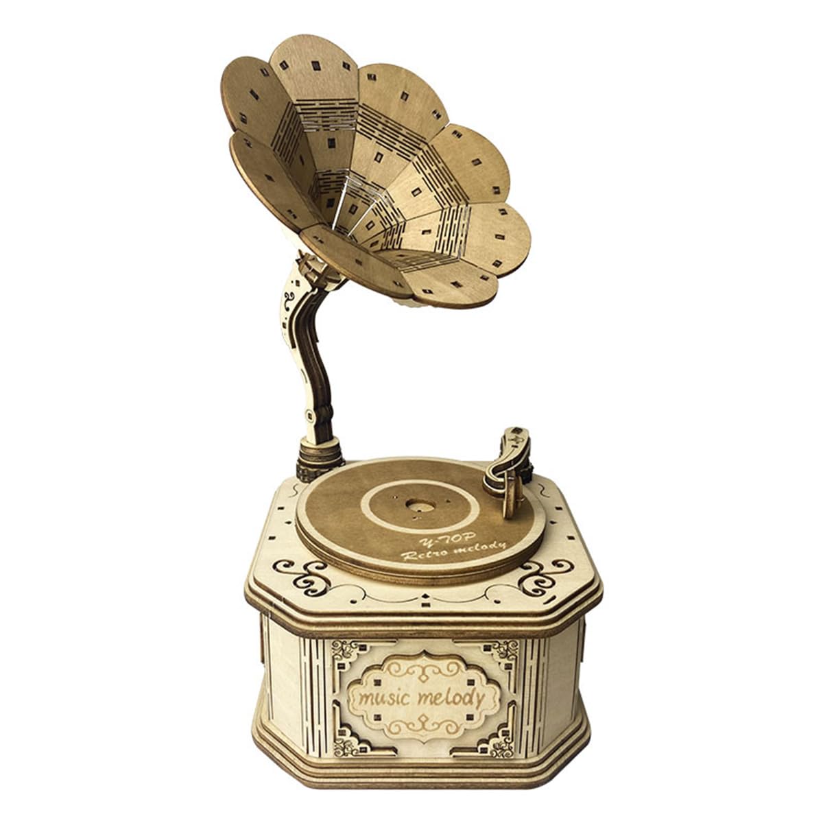 Amazon | JHSFsfX 3D木製レトロ蓄音機オルゴールモデルキット
