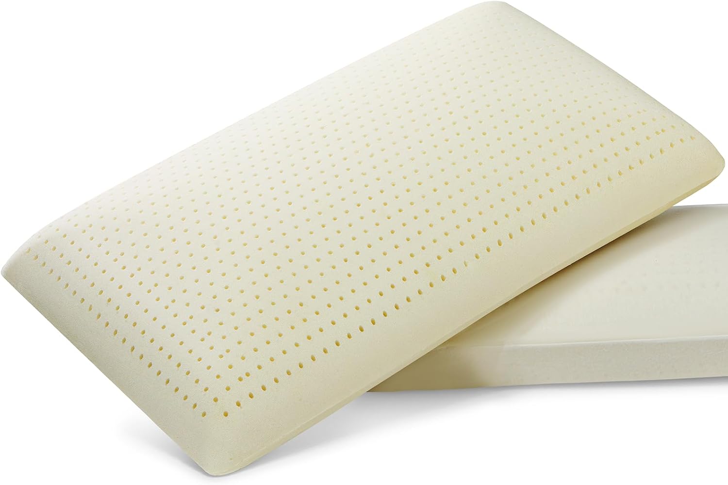 100% Natural Talalay Latex Pillow, Luxury Standard Size Medium Support Sleeping Bed Pillow for Side, Back, and Stomach Sleepers, Extra Soft Latex Foam Pillow, Removable Breathable Cotton Cover Standard - Medium