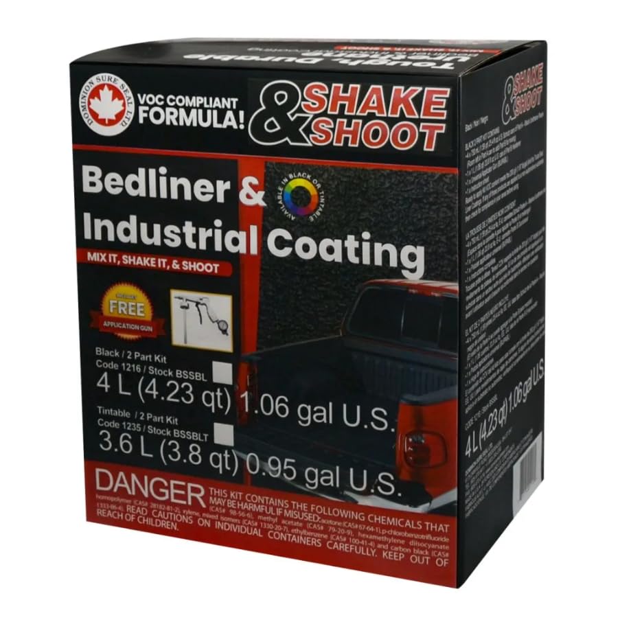 Dominion Sure Seal Shake and Shoot Bedliner Kit - Durable Red Seal Coating for Truck Beds - Easy Self Application, UV Protection, Long-Lasting Finish, Perfect for DIY Projects
